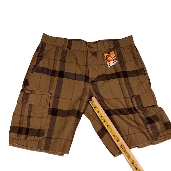 NWT Ocean Pacific(Op) Shorts Men's Cargo/Utility Shorts Cotton Plaid Brown 40 - Picture 8 of 14